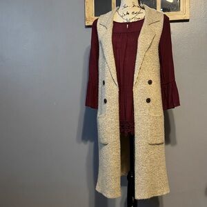 Love Tree Sleeveless Duster Cardigan